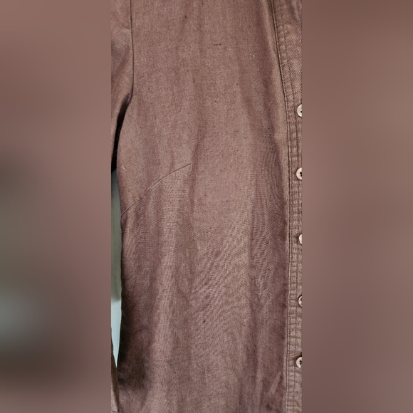 100% linen Autograph priest collar brown blouse sz S - Picture 6 of 10